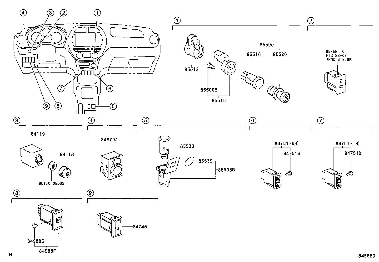 84652-42120 SWITCH ASSY, WINDSHIELD WIPER product image