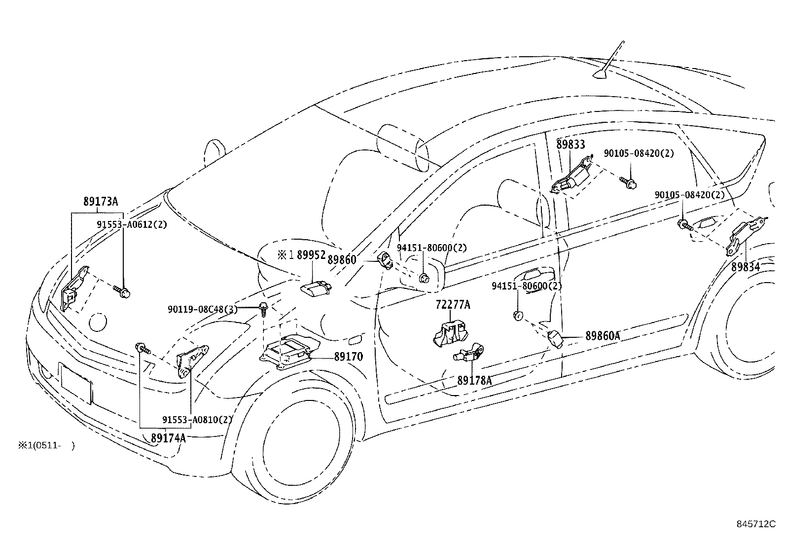 89170-47060 SENSOR ASSY, AIR BAG product image