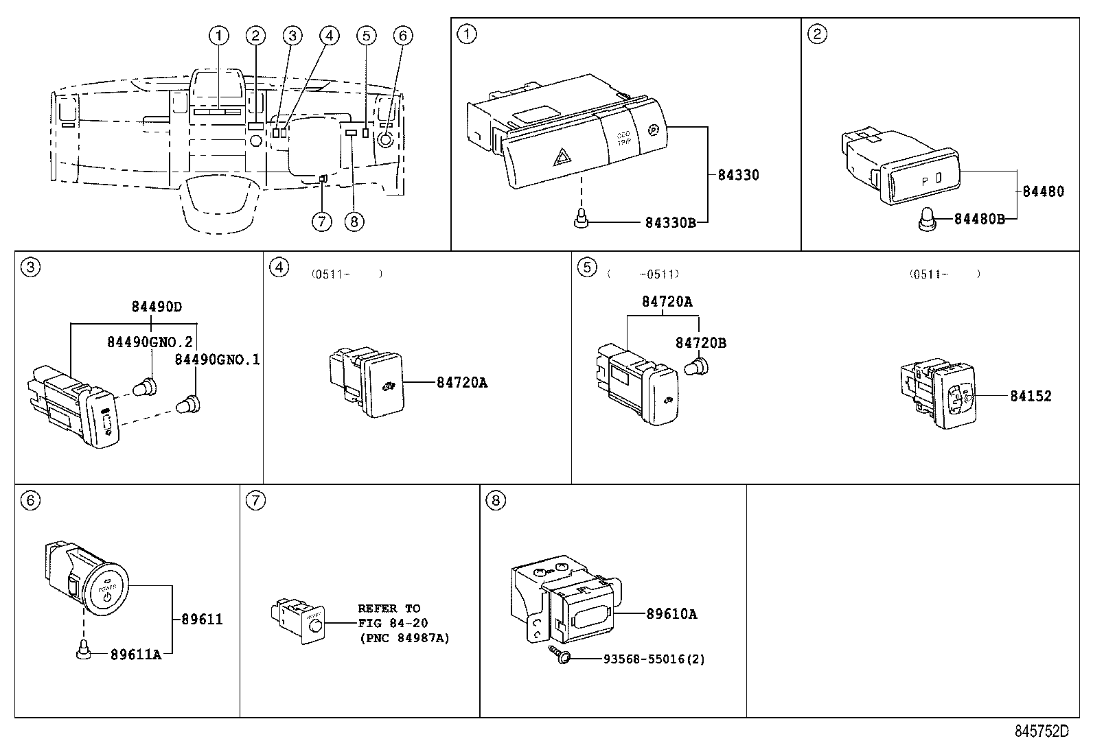84140-53100 SWITCH ASSY, HEADLAMP DIMMER product image