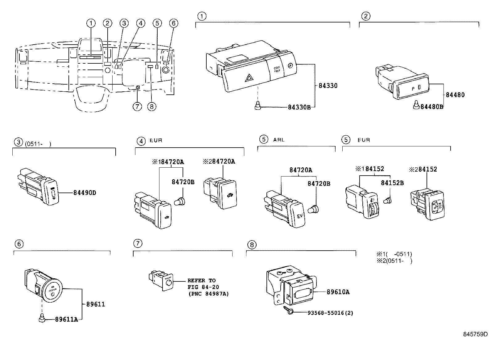 84140-42100 SWITCH ASSY, HEADLAMP DIMMER product image