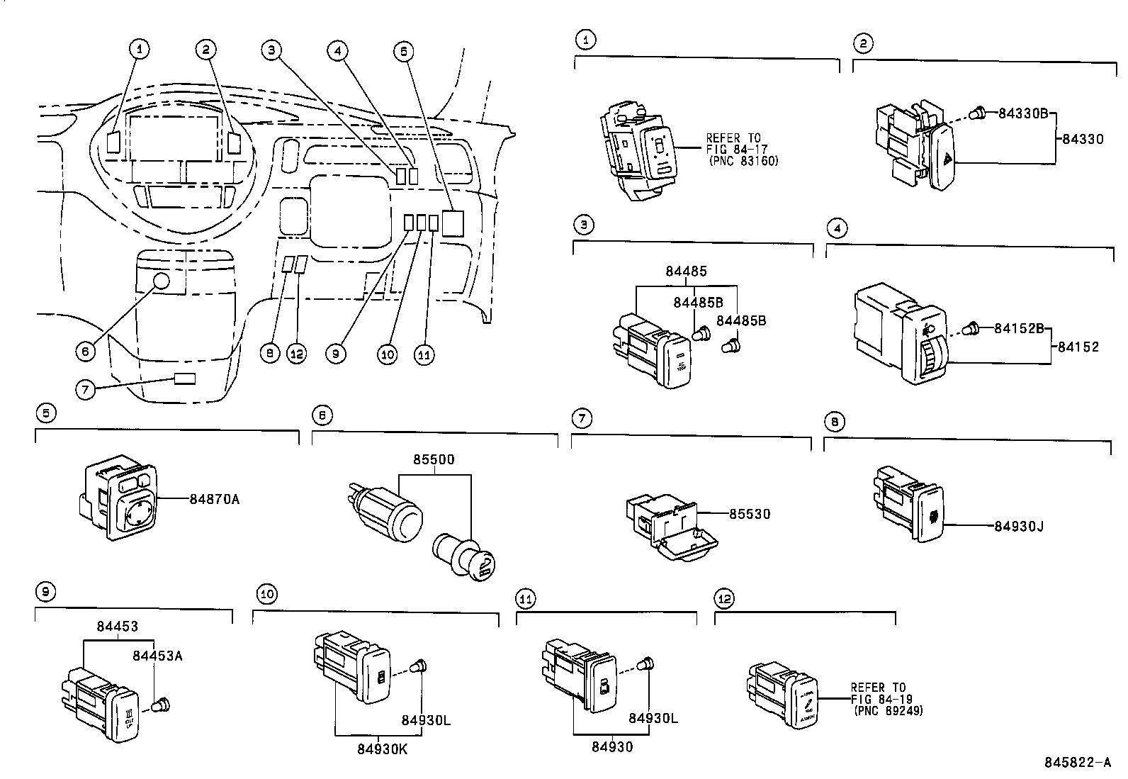 84140-28150 SWITCH ASSY, HEADLAMP DIMMER product image