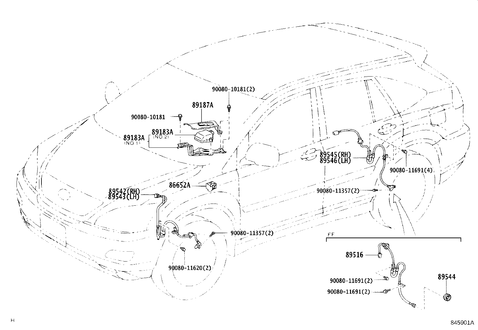 Toyota 89543-0E010 SENSOR, SPEED, FRONT LH