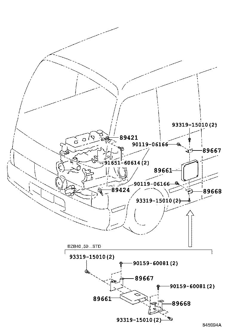 89667-36030 BRACKET, ENGINE CONTROL COMPUTER product image