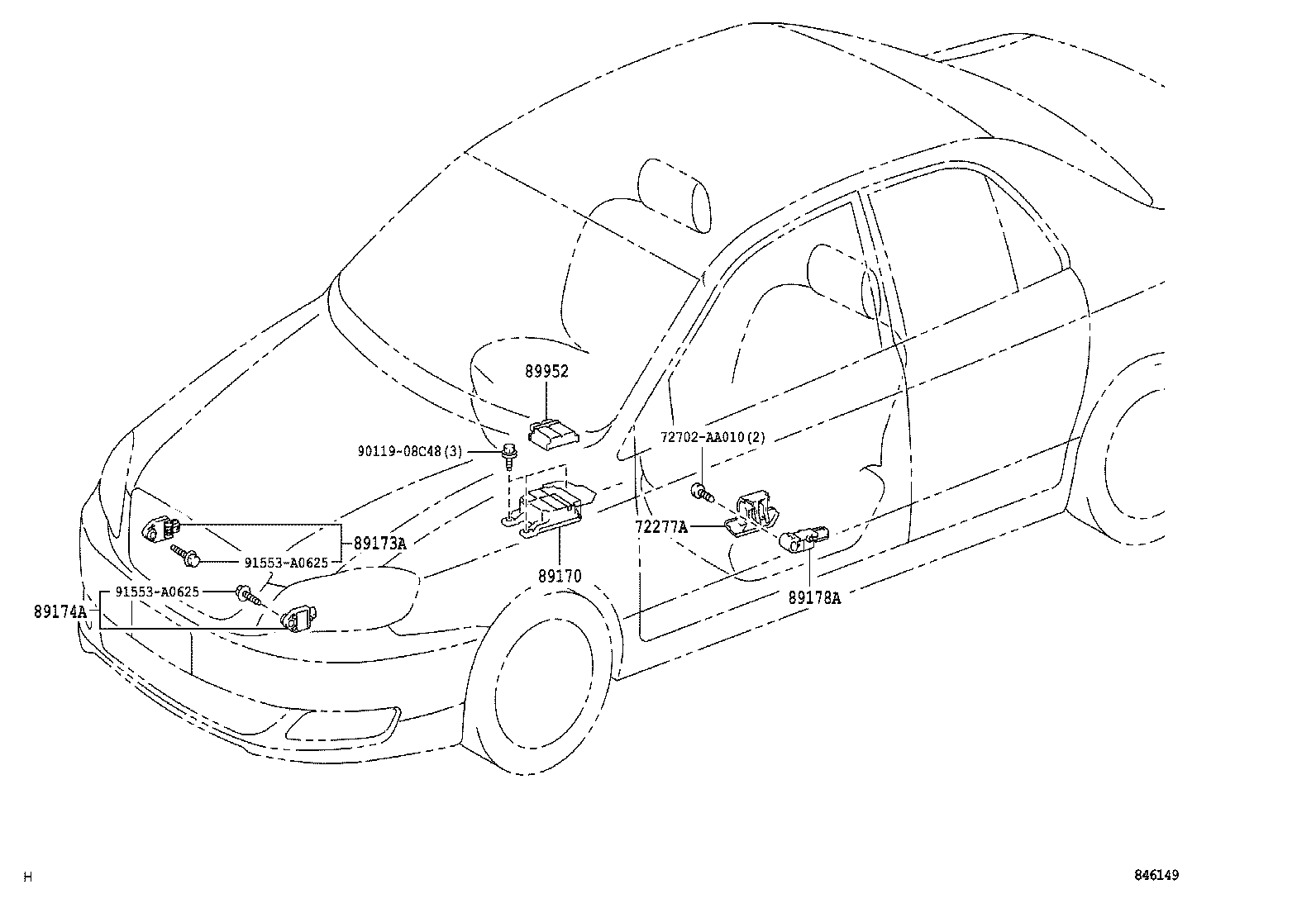 89173-09137 SENSOR, AIR BAG, FRONT RH product image