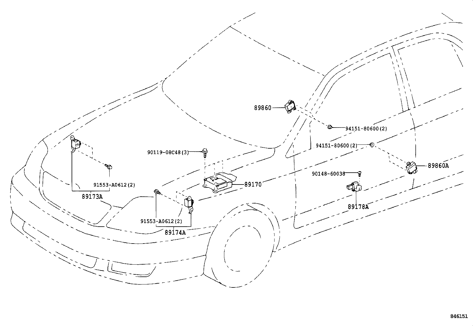 89173-09137 SENSOR, AIR BAG, FRONT RH product image