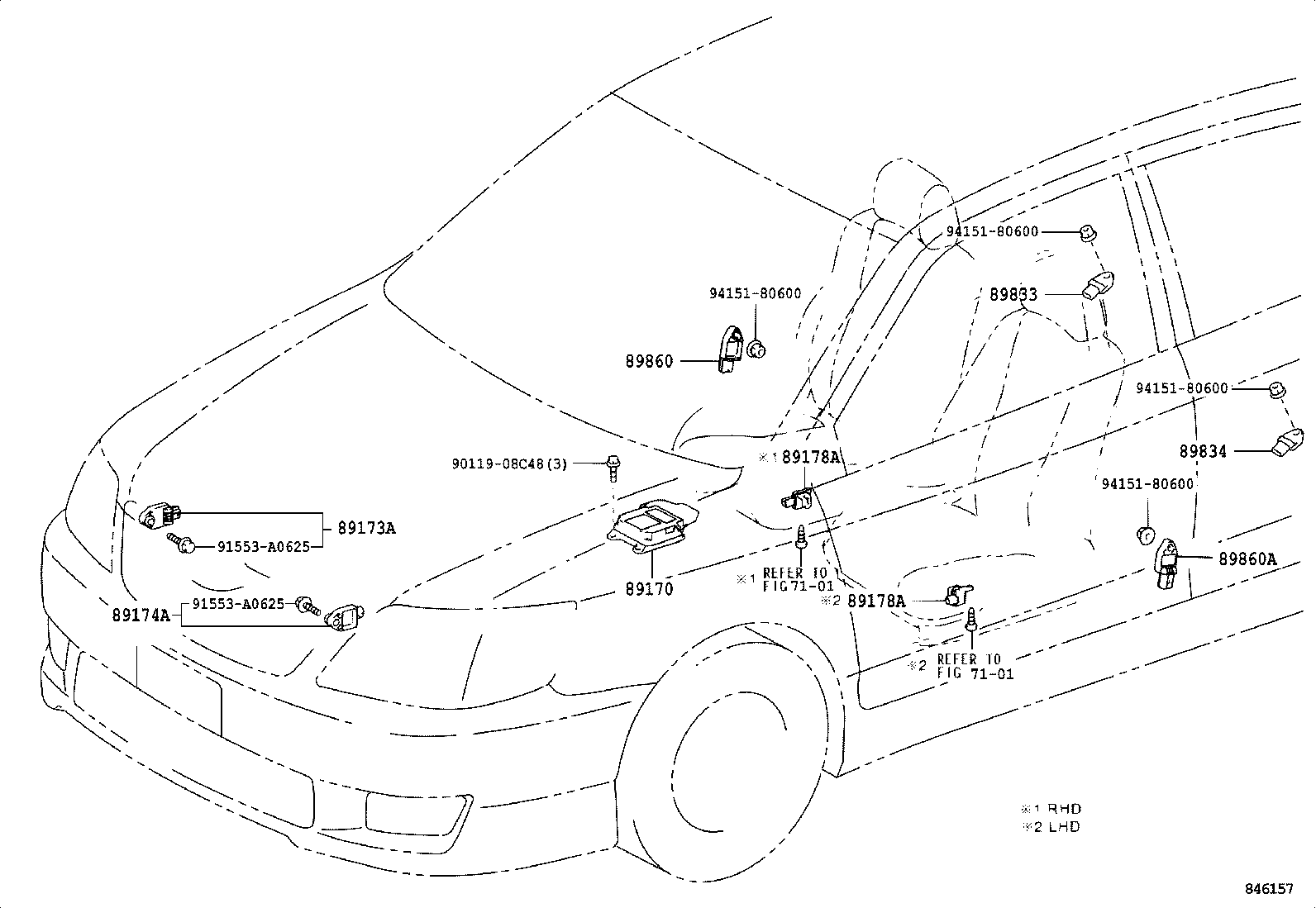 89173-69126 SENSOR, AIR BAG, FRONT RH product image