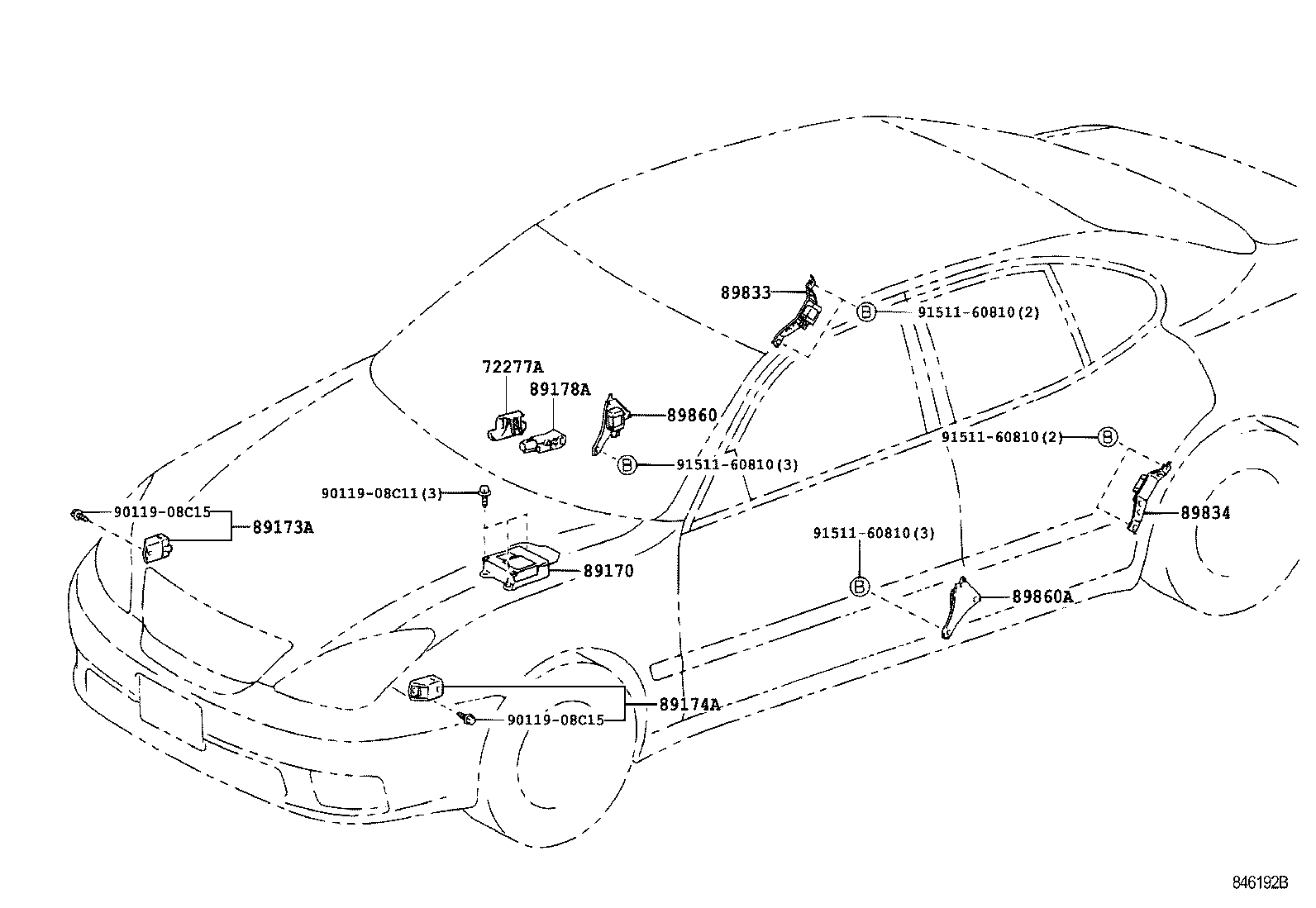 89830-33110 SENSOR ASSY, SIDE AIR BAG, LH product image