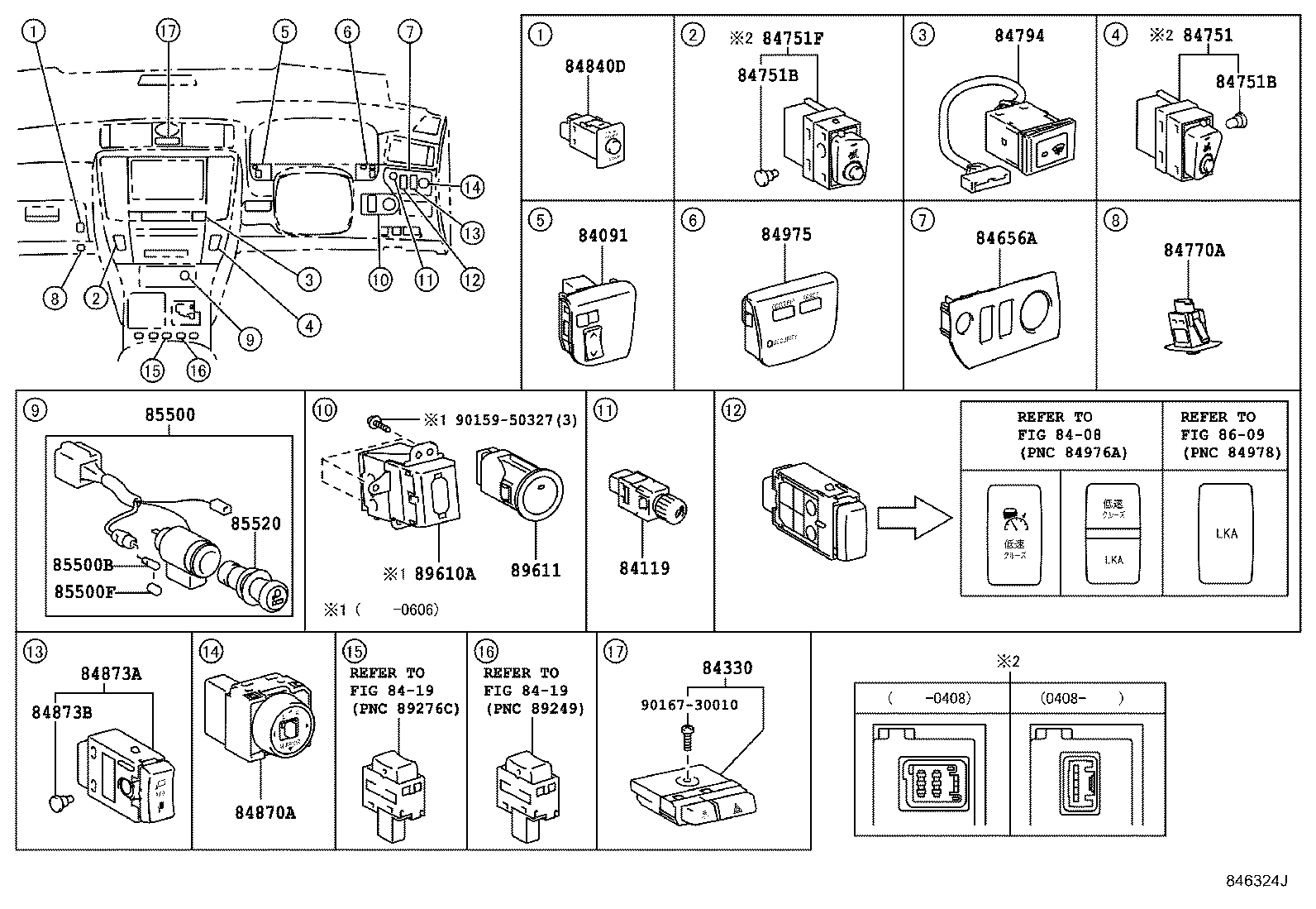 84140-30330 SWITCH ASSY, HEADLAMP DIMMER product image
