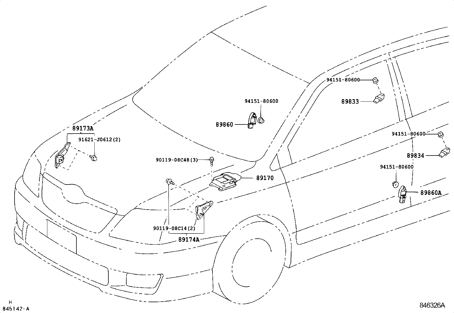 89173-19375 SENSOR, AIR BAG, FRONT RH product image