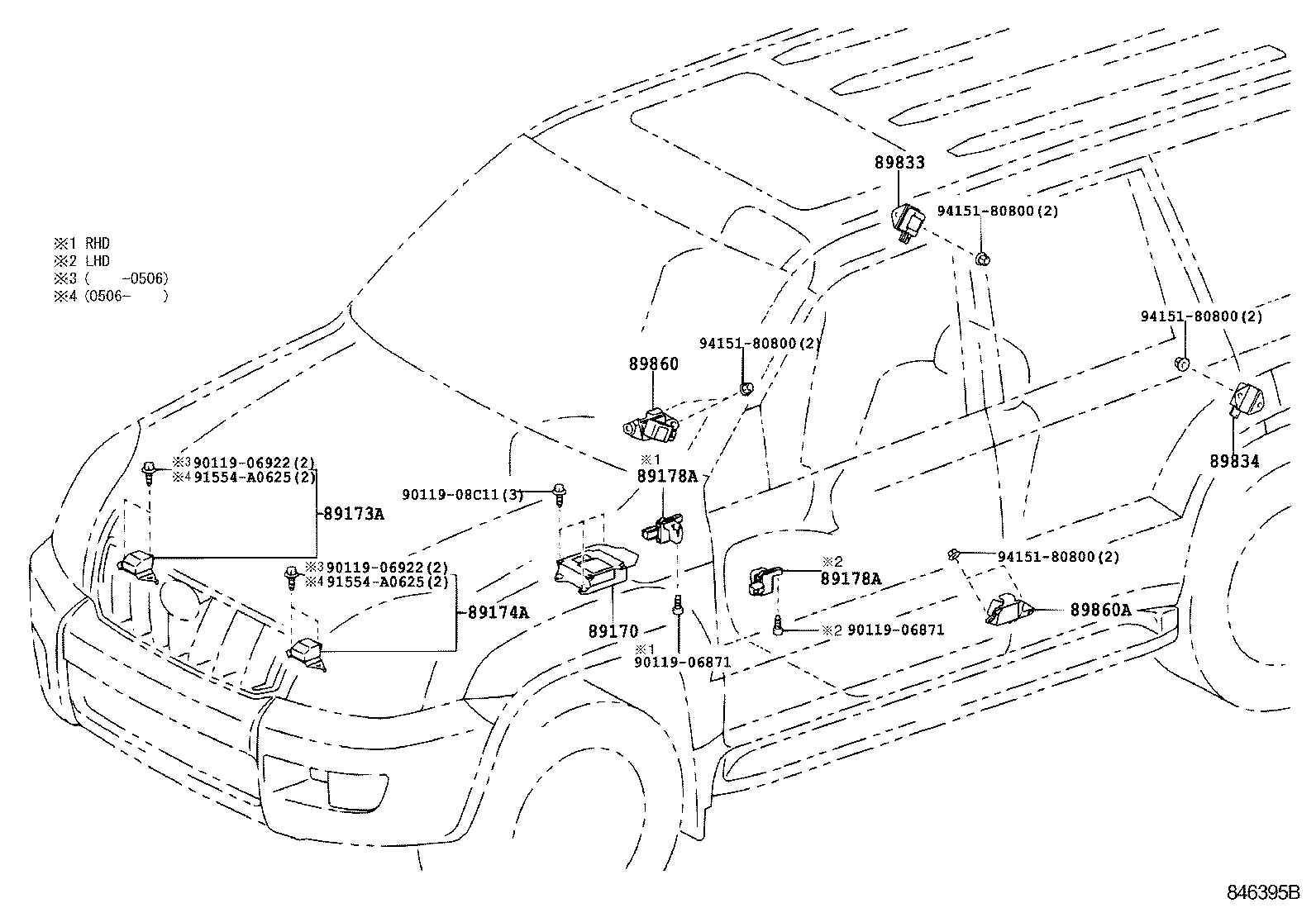 89173-49405 SENSOR, AIR BAG, FRONT RH product image