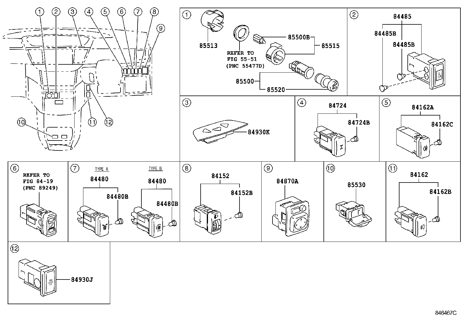 84040-28060 MASTER SWITCH ASSY, POWER WINDOW REGULATOR product image