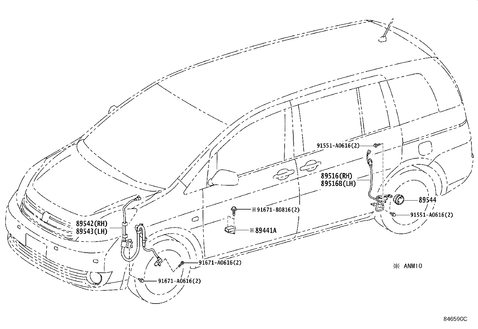 89545-44040 SENSOR, SPEED, REAR RH product image
