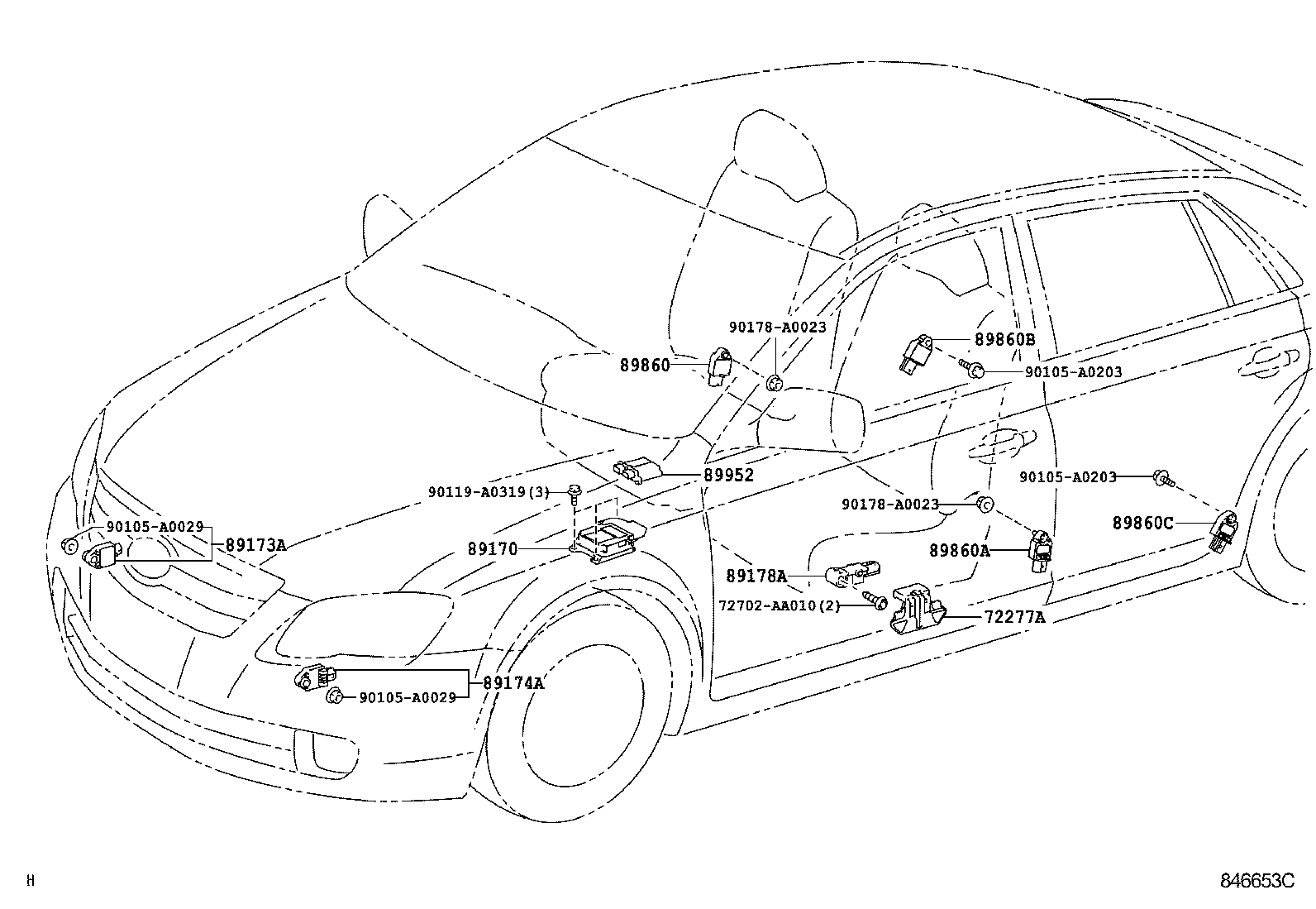 89170-07280 SENSOR ASSY, AIR BAG product image