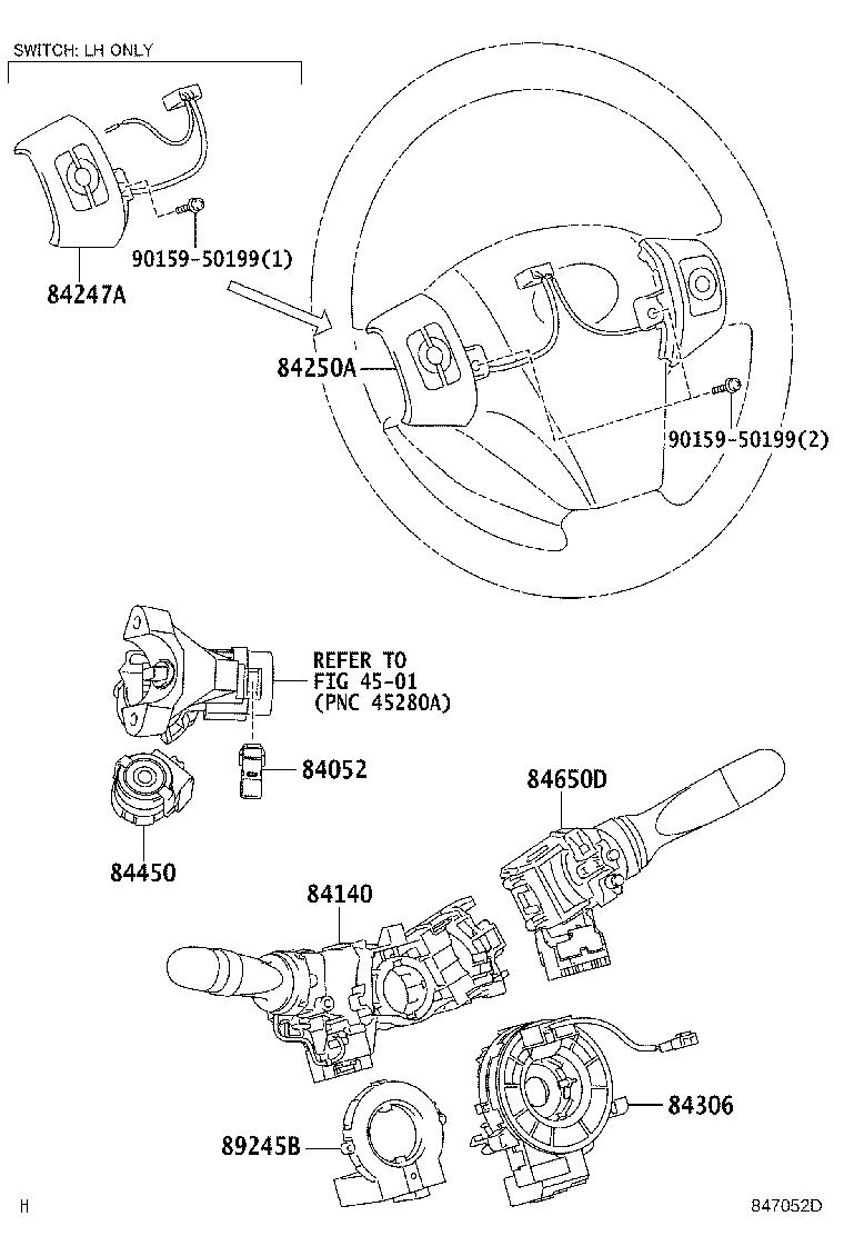 84140-52170 SWITCH ASSY, HEADLAMP DIMMER product image