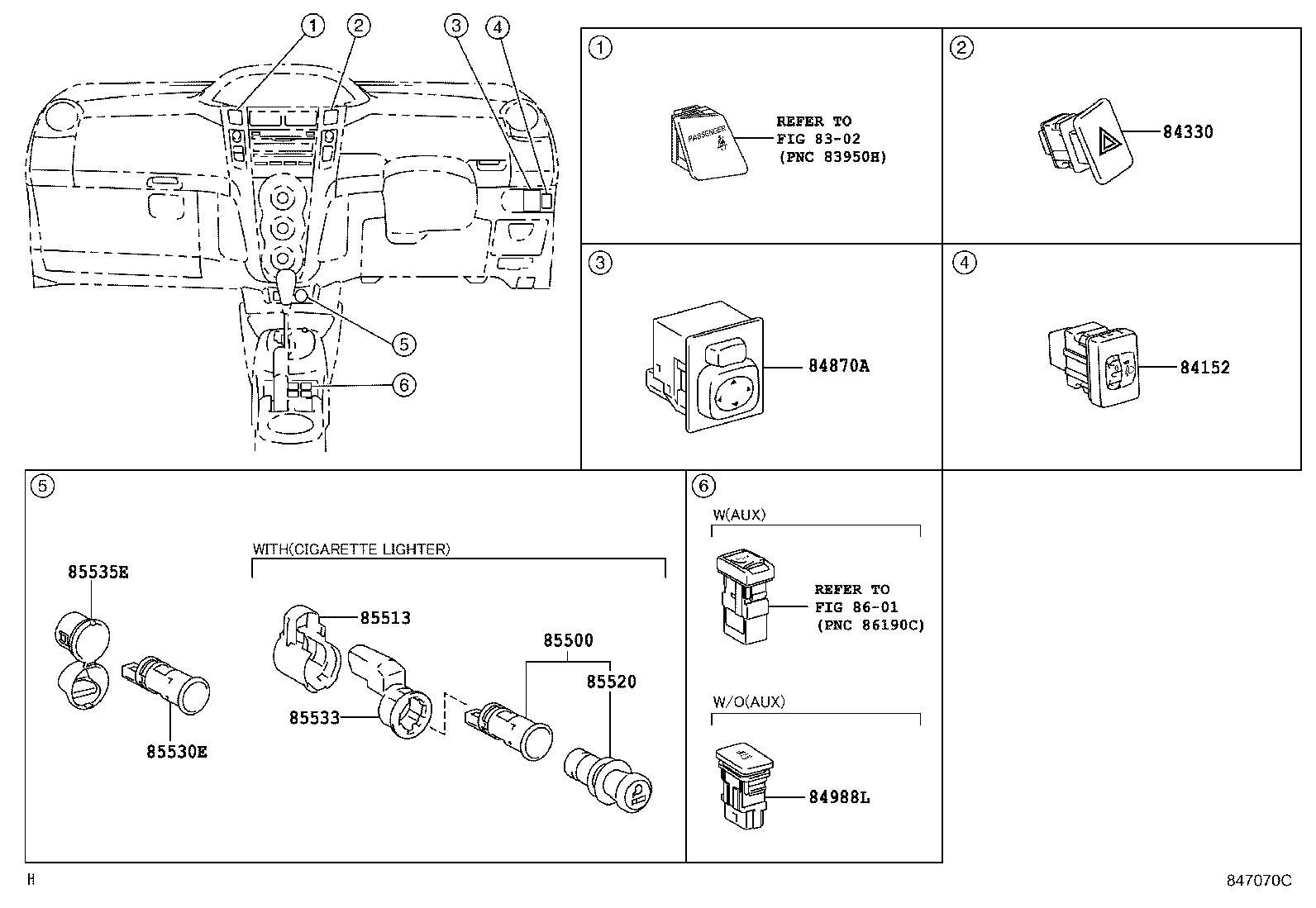 84820-52230 MASTER SWITCH ASSY, POWER WINDOW REGULATOR product image
