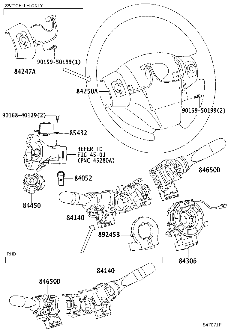 84820-52230 MASTER SWITCH ASSY, POWER WINDOW REGULATOR product image