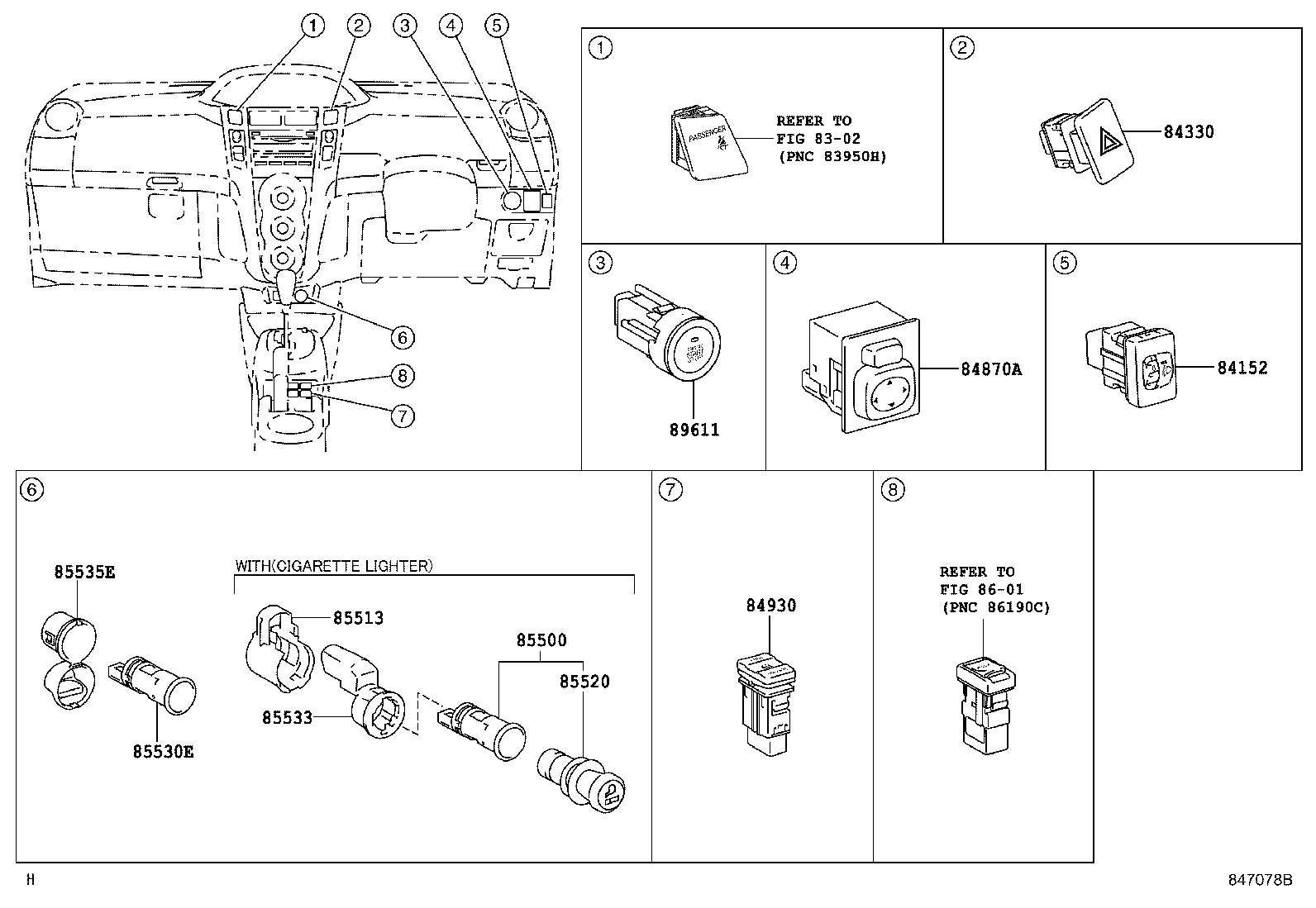 84140-52170 SWITCH ASSY, HEADLAMP DIMMER product image