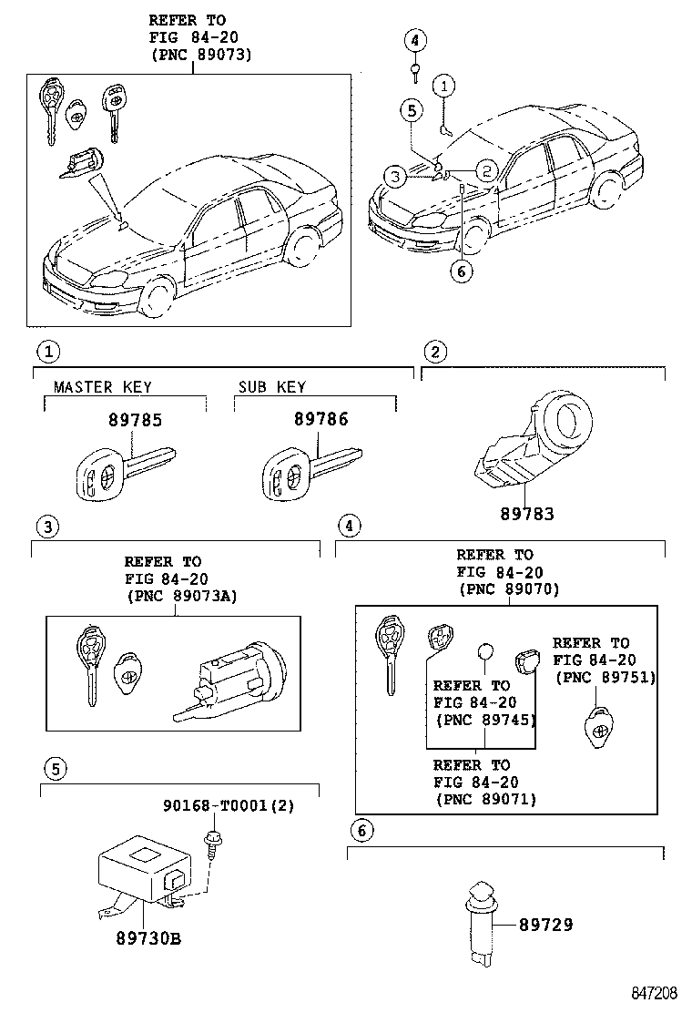 89708-02040 CYLINDER SET, LOCK W/TRANSPONDER KEY TRANSMITTER product image