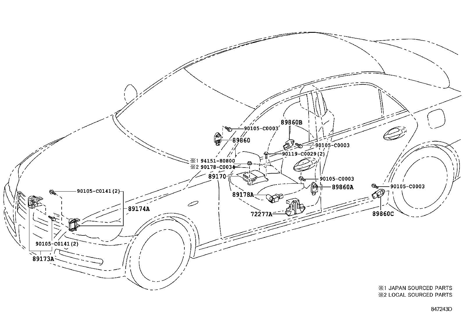 89173-09680 SENSOR, AIR BAG, FRONT RH product image