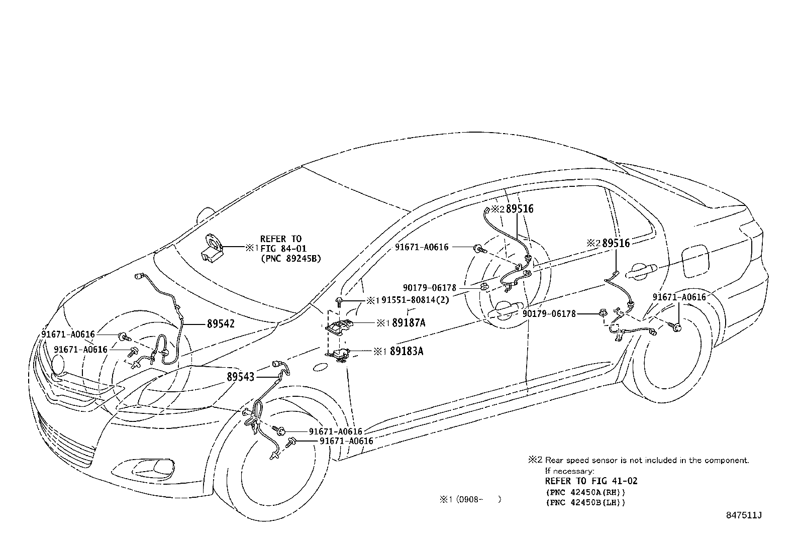 89543-52050 SENSOR, SPEED, FRONT LH product image