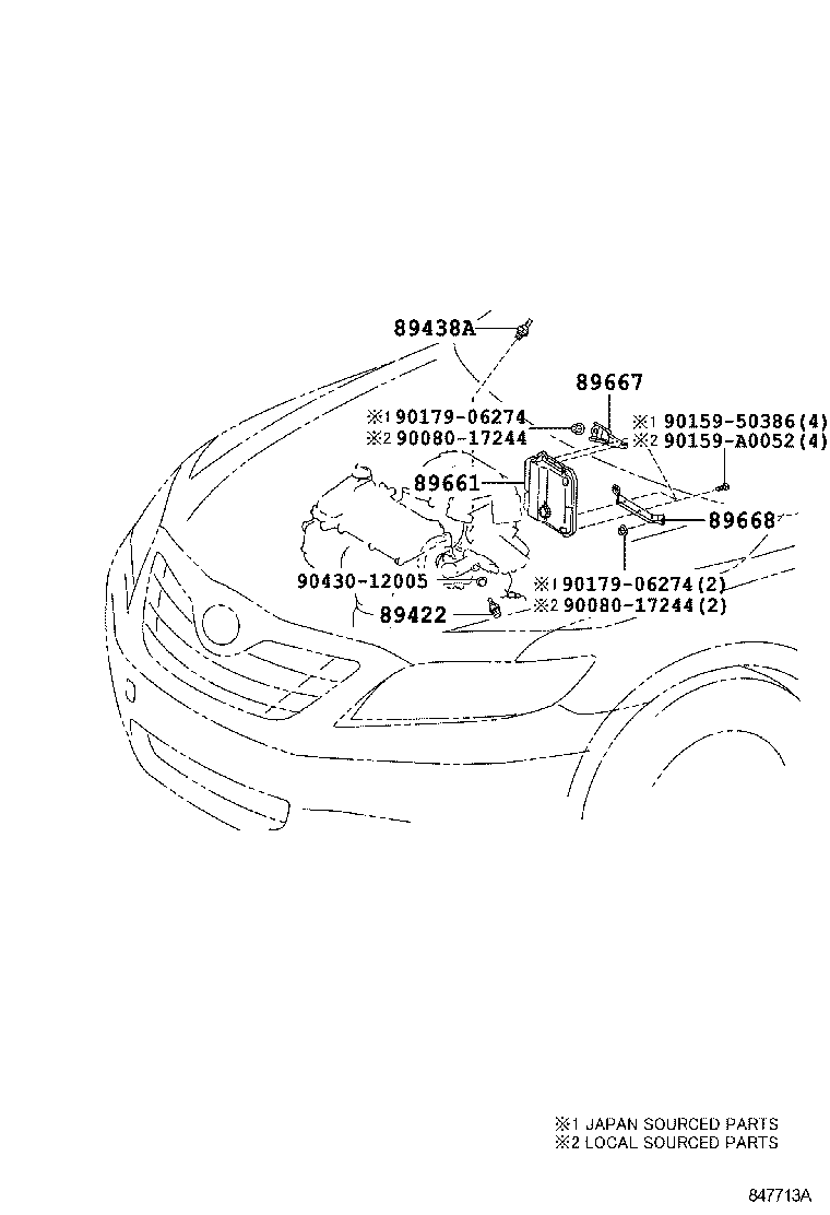 Toyota 89668-06100 BRACKET, ENGINE CONTROL COMPUTER, NO.2