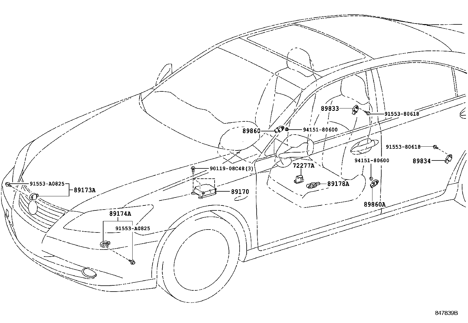 89170-33560 SENSOR ASSY, AIR BAG product image