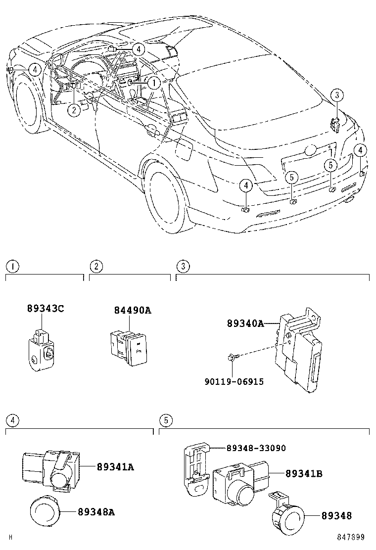84490-06010 SWITCH ASSY, BACK SONAR OR CLEARANCE SONAR product image