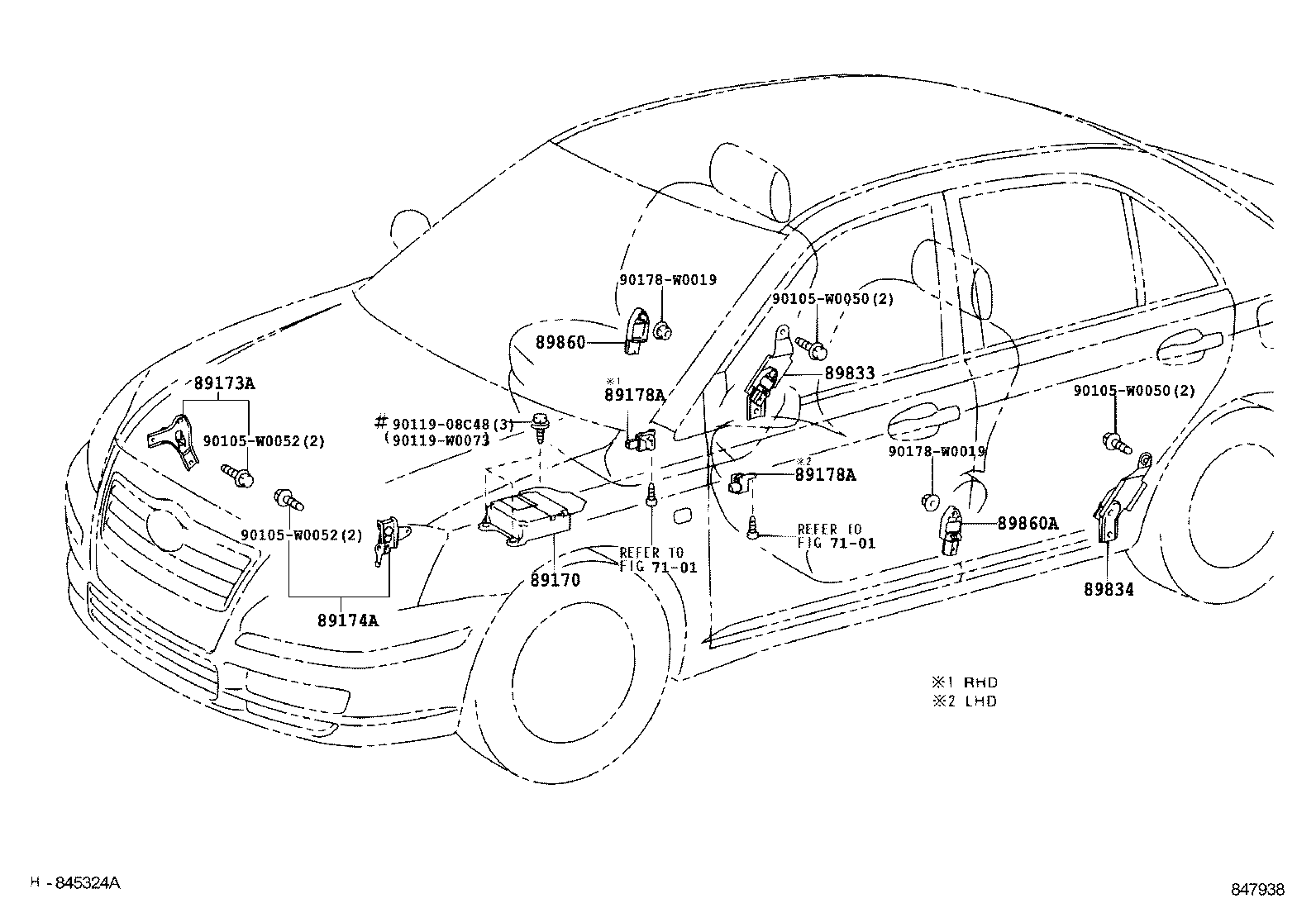 89170-05121 SENSOR ASSY, AIR BAG product image