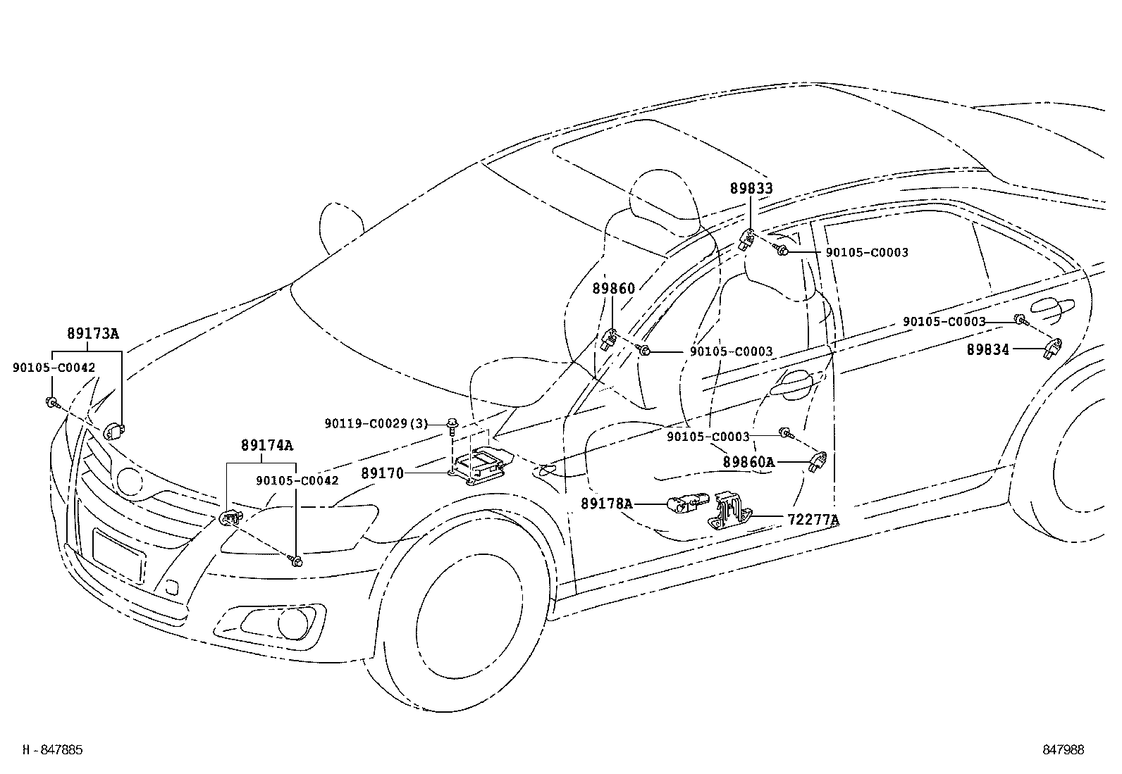 89173-09800 SENSOR, AIR BAG, FRONT RH product image