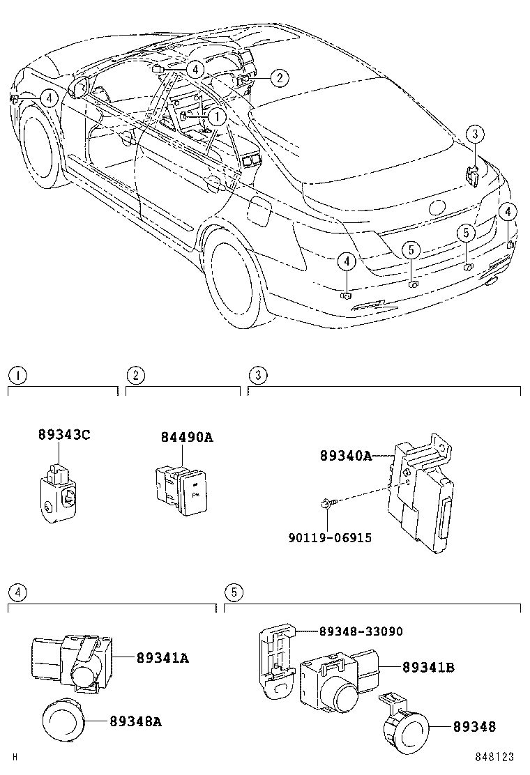 84490-06010 SWITCH ASSY, BACK SONAR OR CLEARANCE SONAR product image