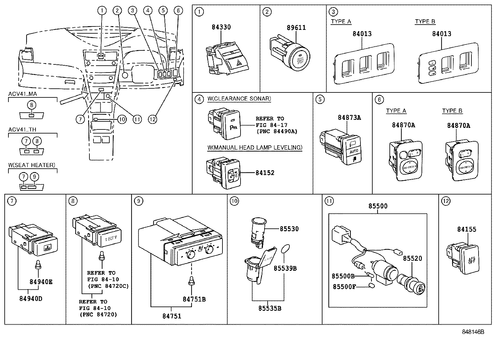84140-06280 SWITCH ASSY, HEADLAMP DIMMER product image