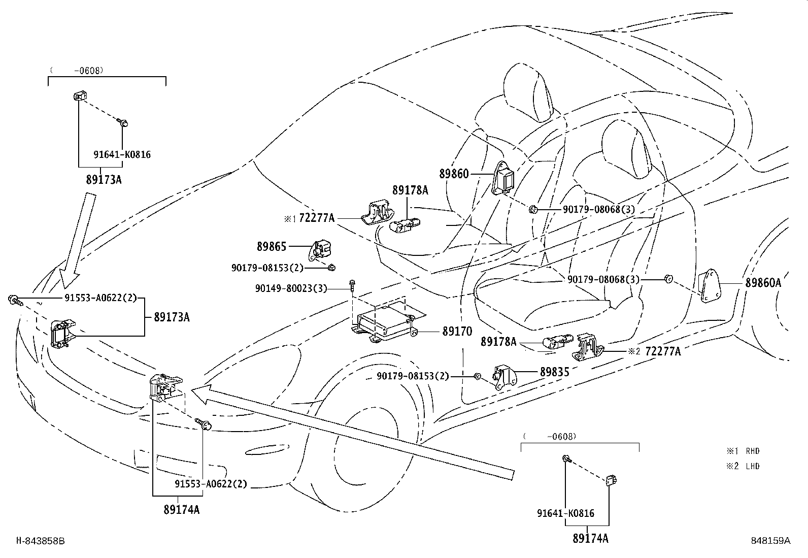 89173-49325 SENSOR, AIR BAG, FRONT RH product image