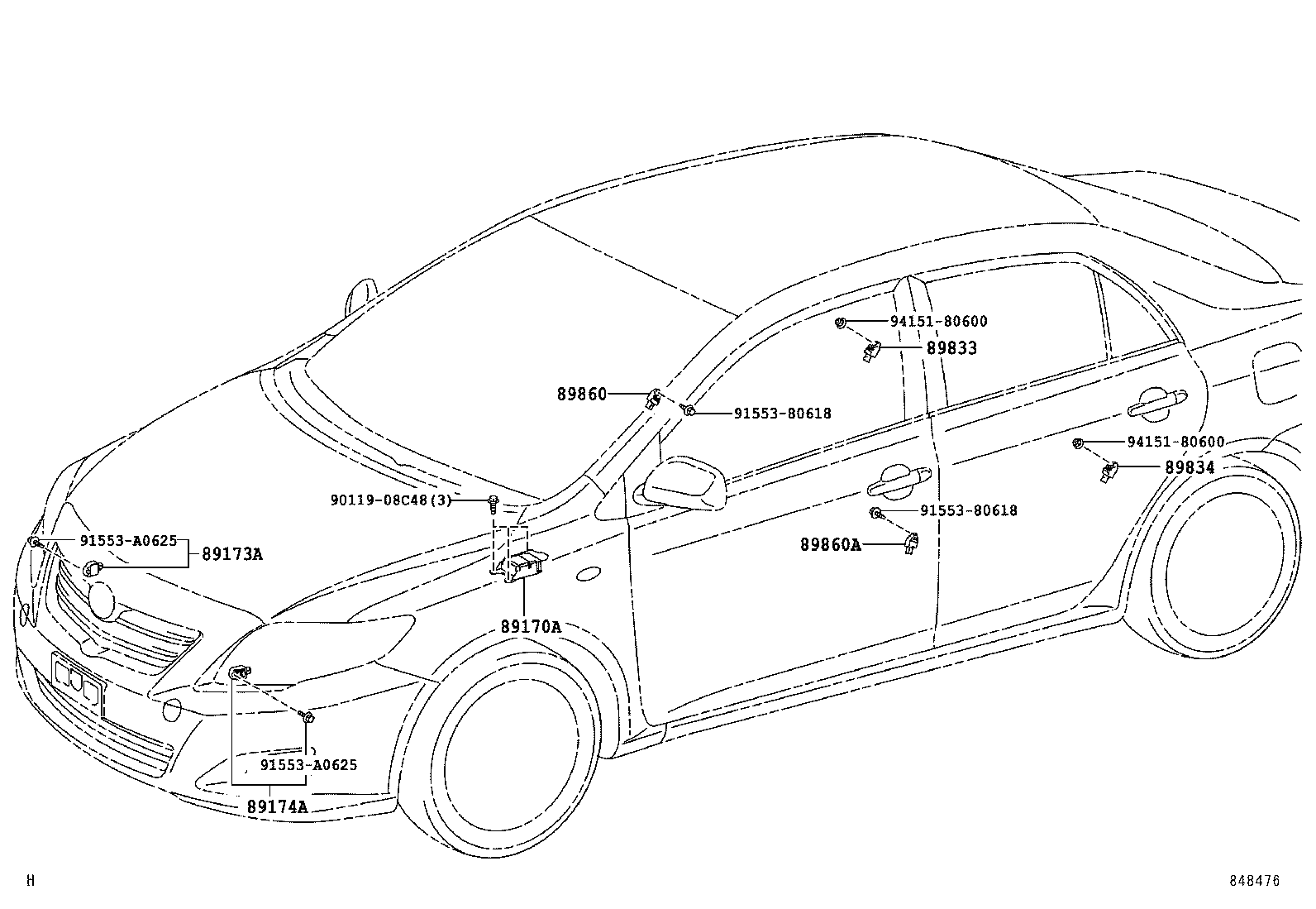 89173-49375 SENSOR, AIR BAG, FRONT RH product image