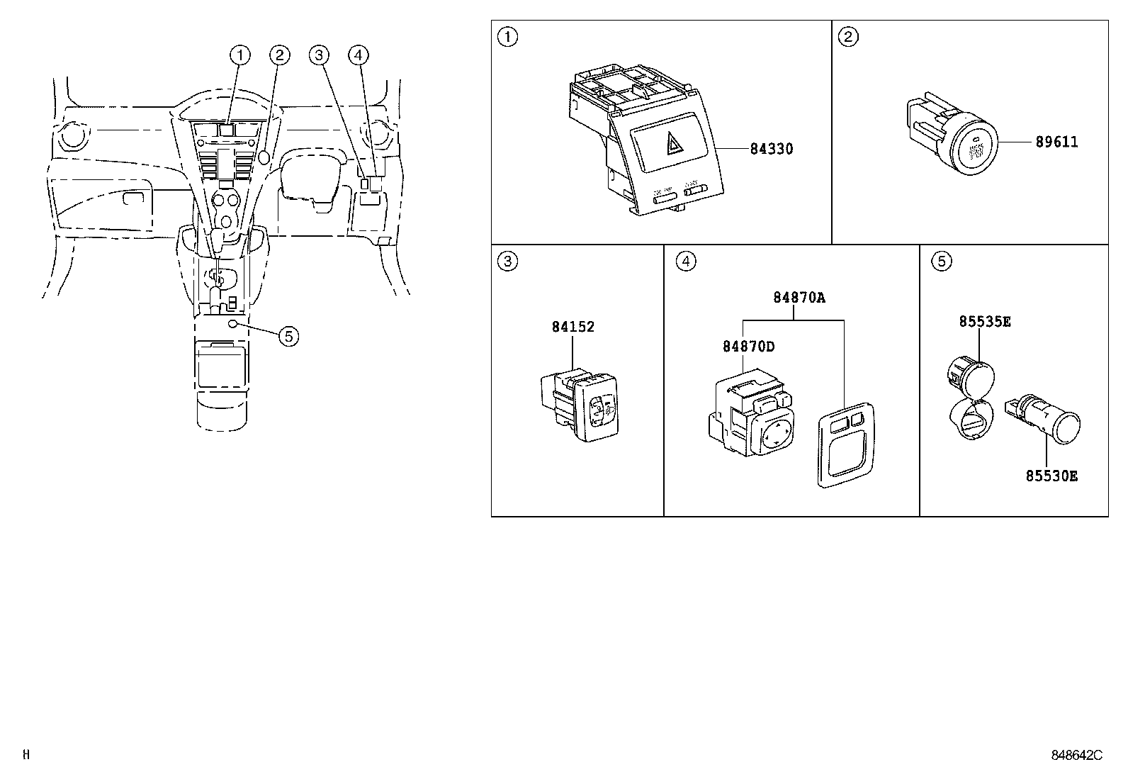 84152-0D040 SWITCH, HEADLAMP LEVELING product image