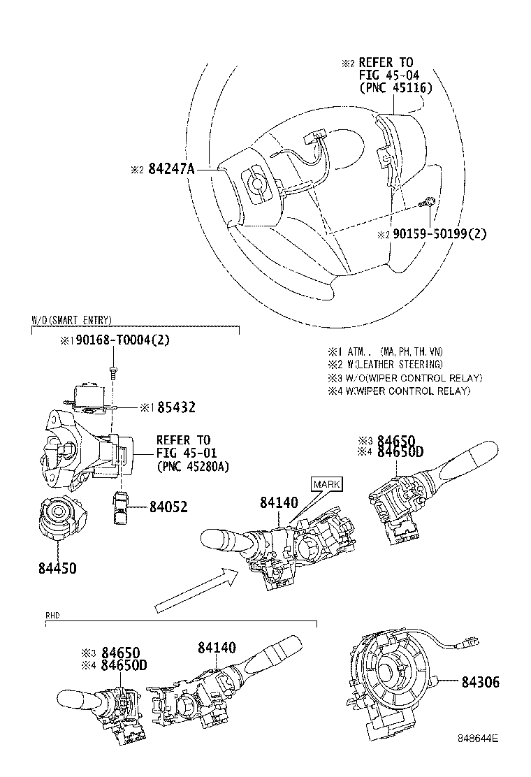84152-0D040 SWITCH, HEADLAMP LEVELING product image