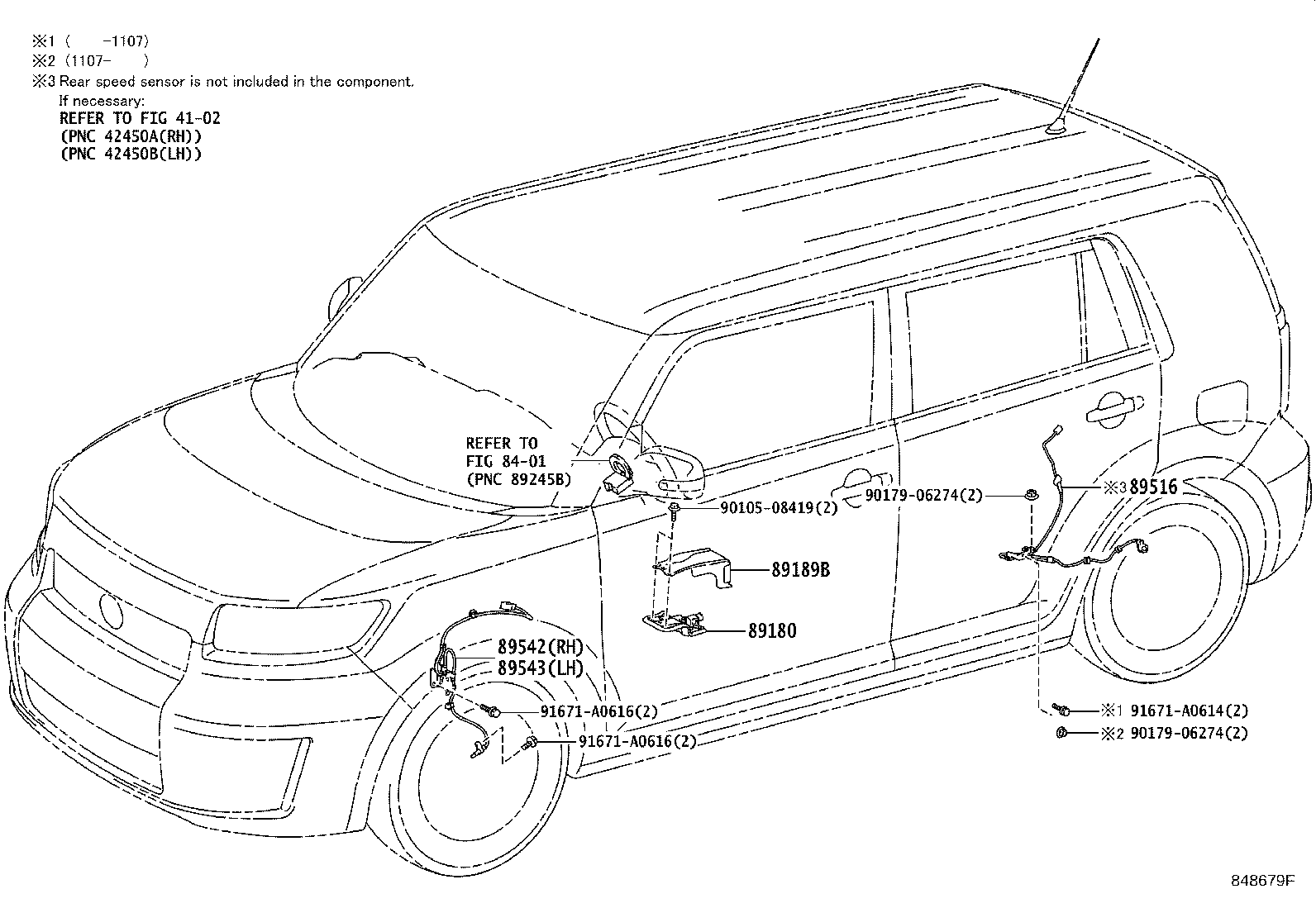 Toyota 89543-12080 SENSOR, SPEED, FRONT LH