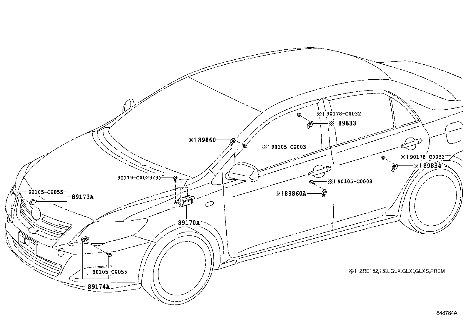 89173-19425 SENSOR, AIR BAG, FRONT RH product image