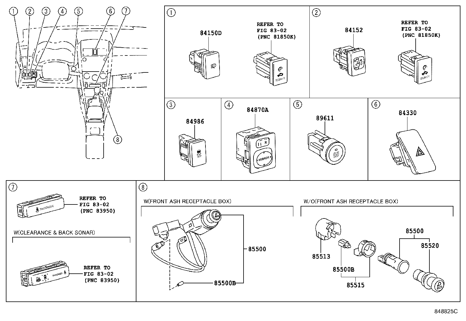 84152-02050 SWITCH, HEADLAMP LEVELING product image