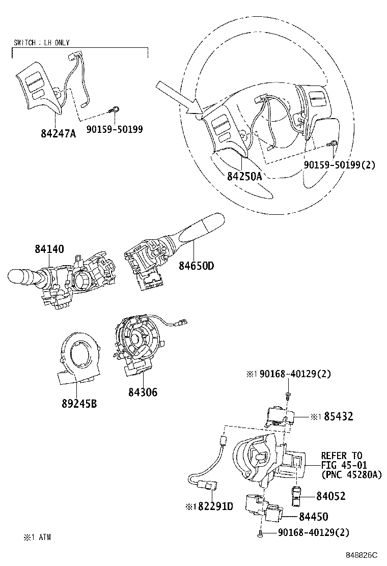 84152-02050 SWITCH, HEADLAMP LEVELING product image