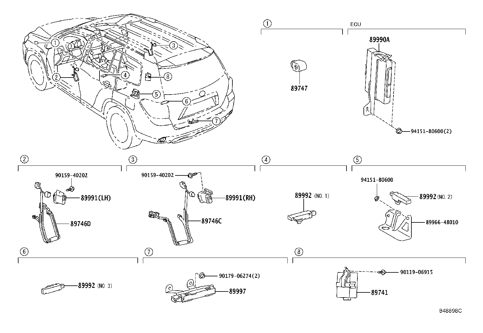 89741-48260 RECEIVER, DOOR CONTROL product image