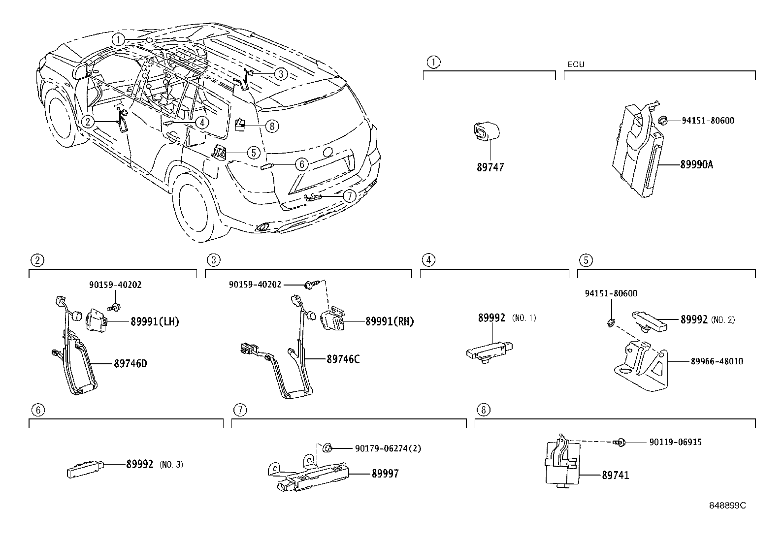 89741-48260 RECEIVER, DOOR CONTROL product image