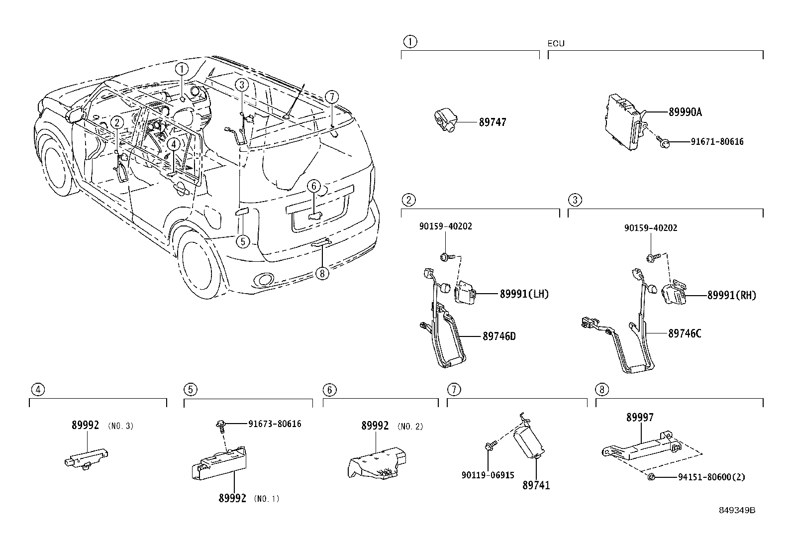 89746-12110 HARNESS, ELECTRICAL KEY WIRE, NO.1 product image