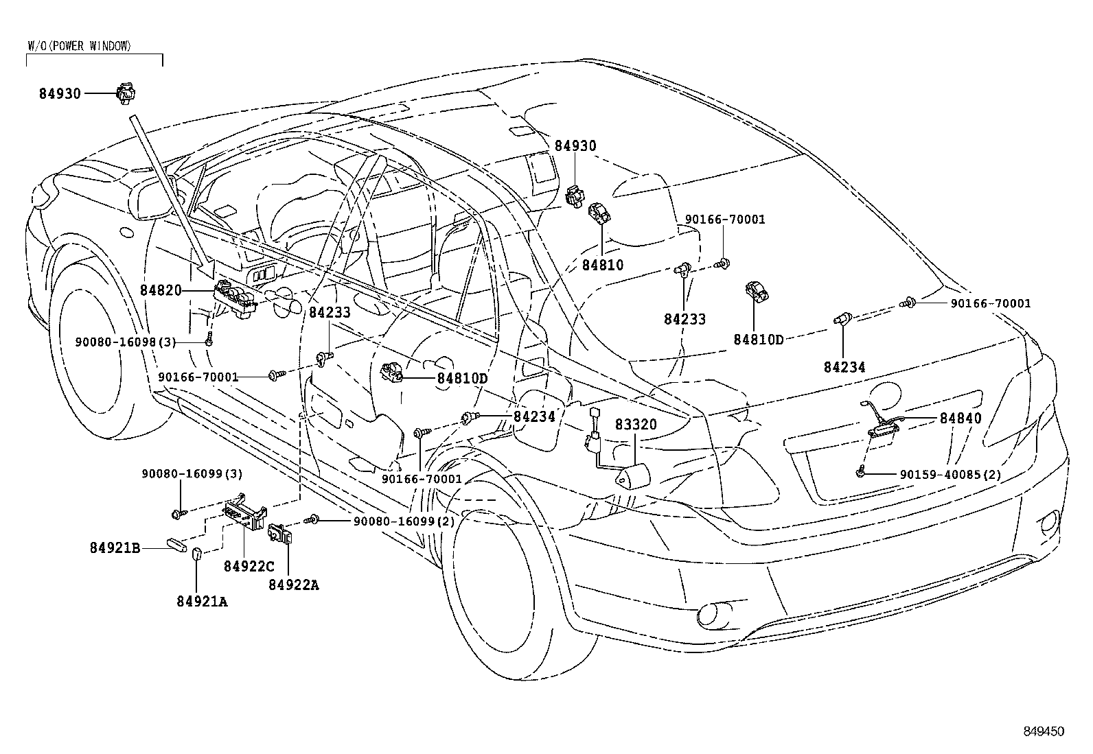 84332-02170 SWITCH ASSY, HAZARD WARNING SIGNAL product image