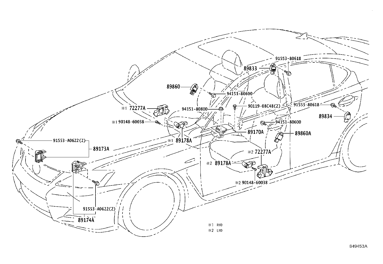 89173-39385 SENSOR, AIR BAG, FRONT RH product image