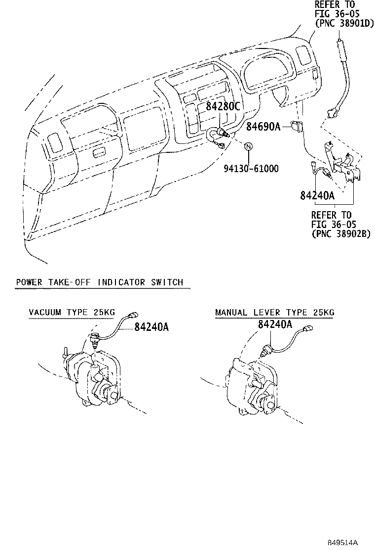 84240-37040 SWITCH ASSY, POWER TAKE-OFF INDICATOR product image