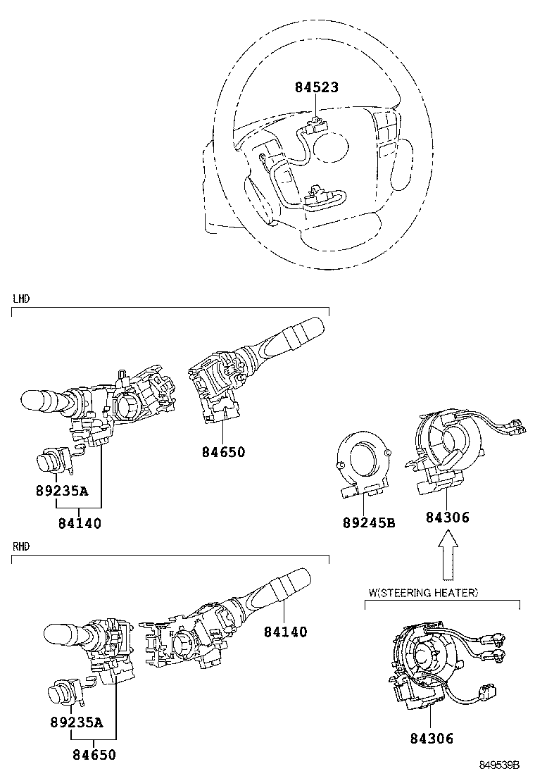 84720-60152 SWITCH ASSY, PATTERN SELECT, NO.1 product image
