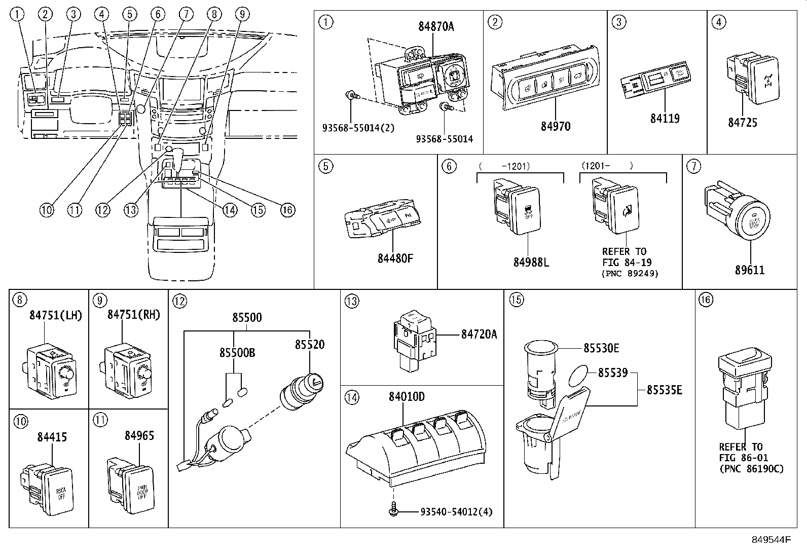 84720-60152 SWITCH ASSY, PATTERN SELECT, NO.1 product image