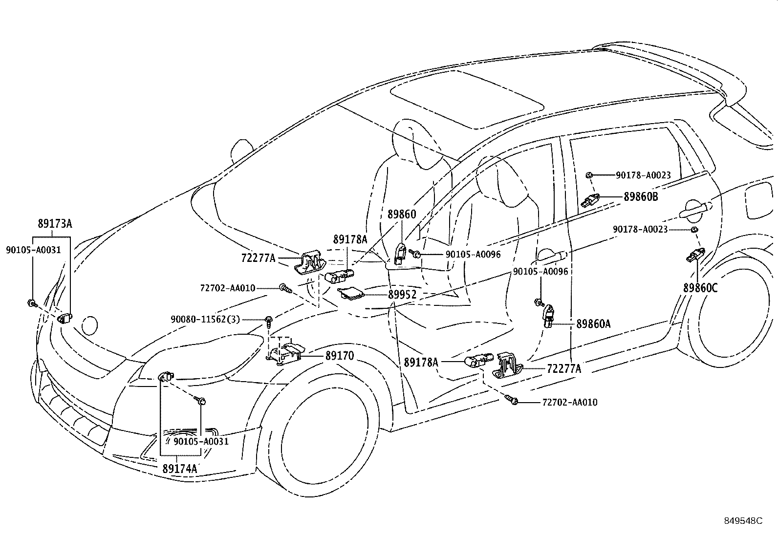 89170-01100 SENSOR ASSY, AIR BAG product image