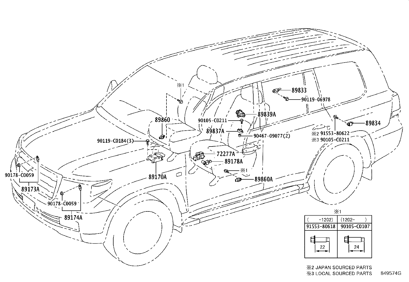 89173-09830 SENSOR, AIR BAG, FRONT RH product image