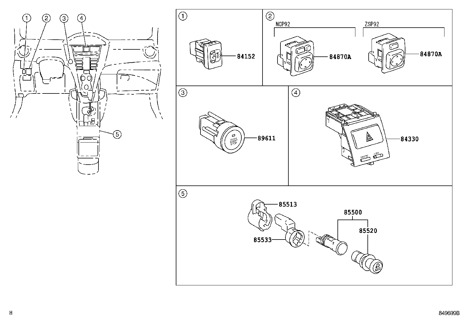 84140-0D261 SWITCH ASSY, HEADLAMP DIMMER product image